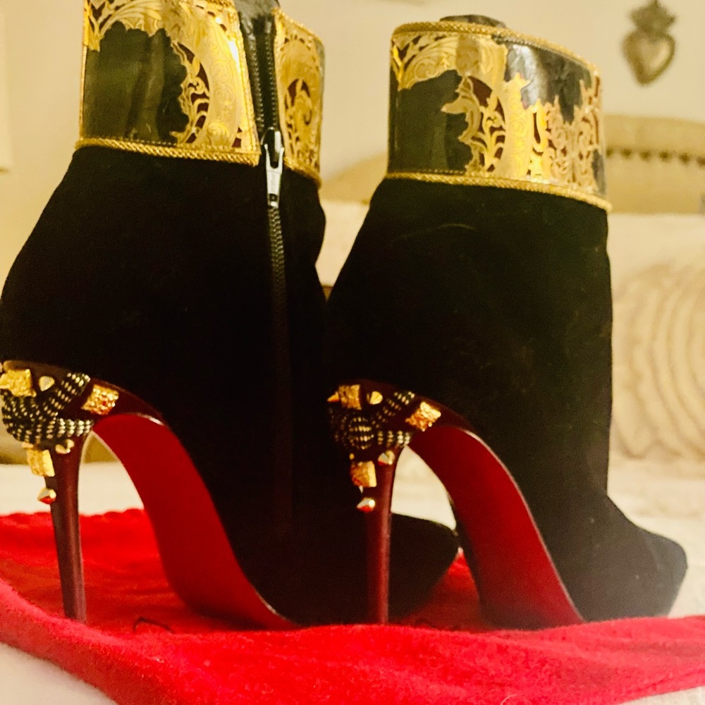 Christian Louboutin Velvet Embellished Booties